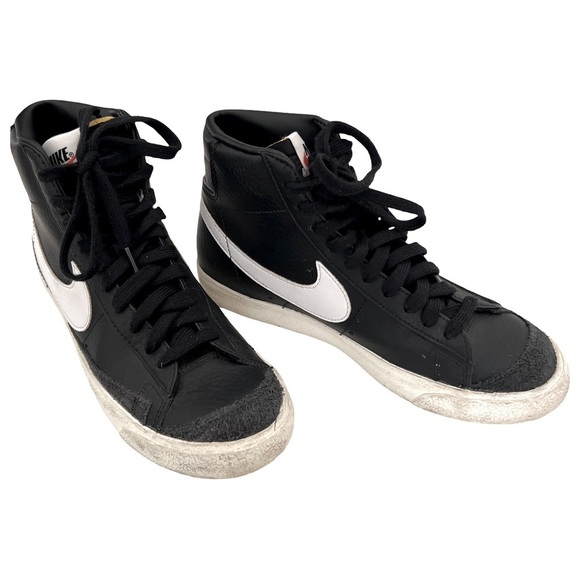 NIKE • Black & White High Top Blazer Mid '77 Vintage Unisex Sneakers Shoes - Picture 7 of 11